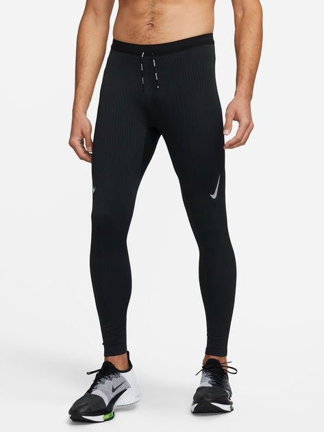 Black and gray Nike rub tights with leg logo
