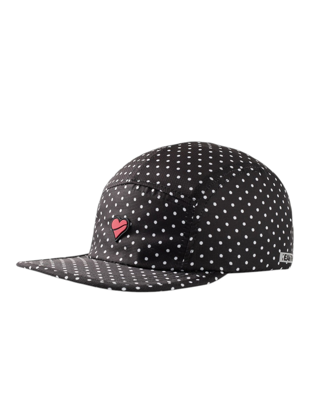 Black & White Patterned Running Beanie with Red Heart Heart Knit Pom C.c Beanie – Madeline Love main image 3