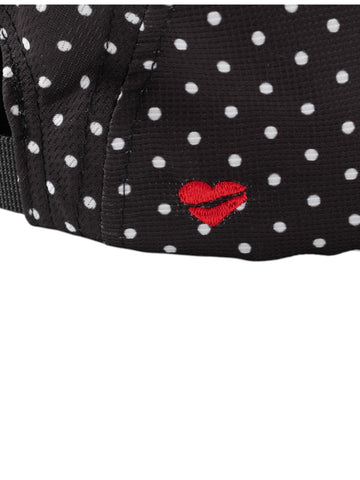 Black & White Patterned Running Beanie with Red Heart Heart Knit Pom C.c Beanie – Madeline Love main image 4